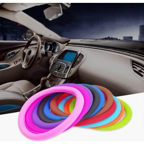 Universal Car Silicone 36-40cm Steering Wheel Glove Cover Texture Soft Multi Color Soft Steering Wheel Internal Accessories