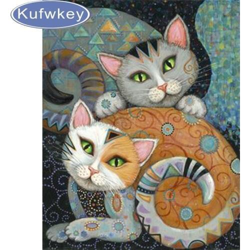 DIY 5D Diamond Painting Cats Needlework Patterns Rhinestone Paintings Cross Stitch Square Mosaic Diamond Embroidery Wall sticker