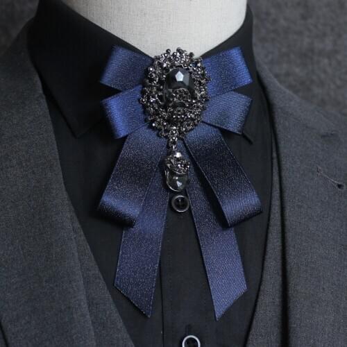 Elegant Adult Unisex Bow Tie School College Uniform Elastic Band Bowknot Necktie Cravat Groom Wedding Rhinestone Crystal Bowtie