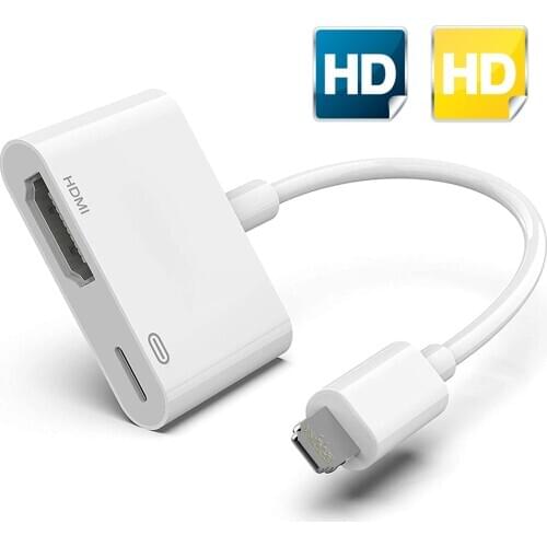 HDMI Adapter for iPhone to TV 1080P Digital AV No delay for iPhone iPad, iPod, Sync Screen Connector with Charging Port on HD TV