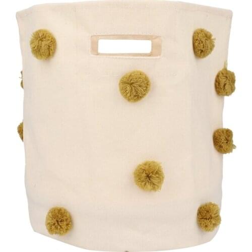 Ins Portable Canvas Handmade Wool Ball Waterproof Toy Storage Bucket Tabletop Sorting Sundry Storage Basket