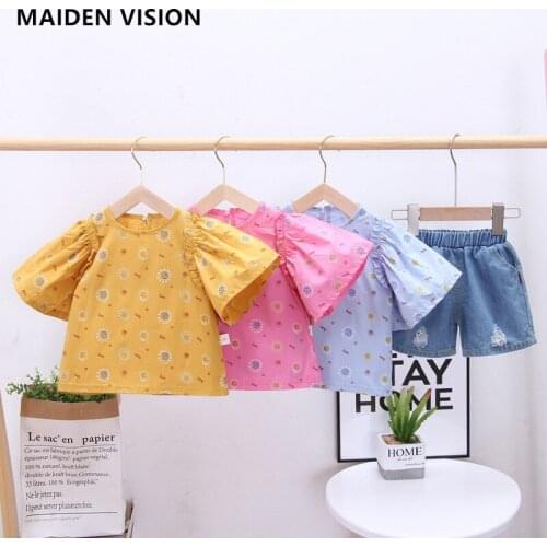Baby girls outfit New Arrival Girls Fashion clothing set 2 Pieces Baby Suit summer printing shirt +jeans Kids Clothes Girl Suit