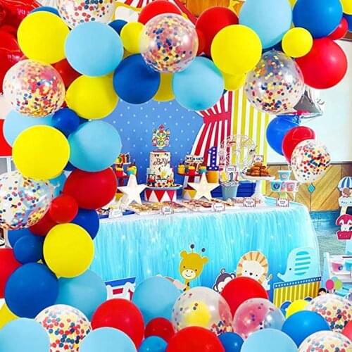 82 Pack Red Blue Yellow Latex Balloons and Rainbow Balloon for Multicolor Carnival Wedding Birthday Anniversary Decorations