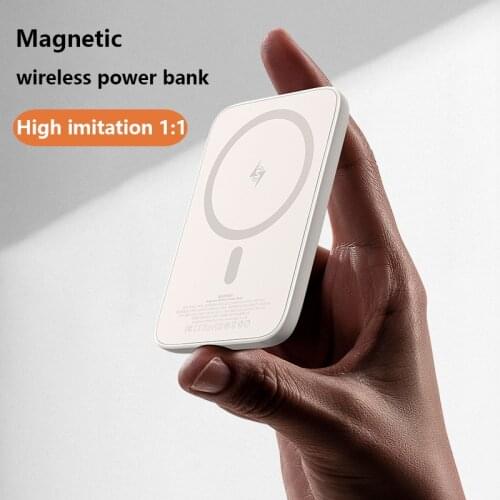 Magnetic Fast Wireless Charger Magnetic Power Bank For iPhone 12 13 Pro Max Mini Ultra-Thin Built-In 5000 mAh External Battery