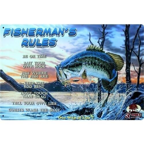 [ Mike86 ] FISHERMAN RULES Metal Signs Wall Decor Retro PUB House Iron Painting 20*30 CM Mix Items B-257