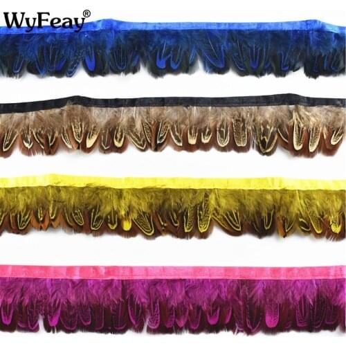 10 Meters/Lot Natural Rooster Feather Ribbon Trims Fringe 5-6CM Pheasant Feathers for Crafts Wedding Feathers Decoration Clothes