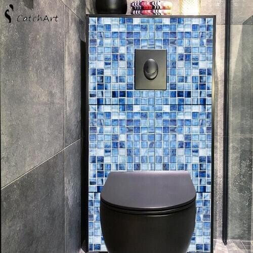 New Bathroom Tiles Waterproof Wall Sticker Vinyl PVC Mosaic Self adhesive Anti Oil Stickers DIY Wallpapers Home Decor