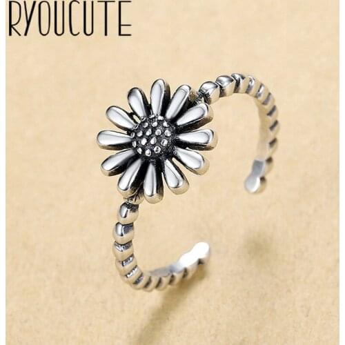 Boho New Charming Sunflower Finger Ring for Women Vintage Knuckle Party Rings Gothic Punk Jewelry Gifts for Girls 2021