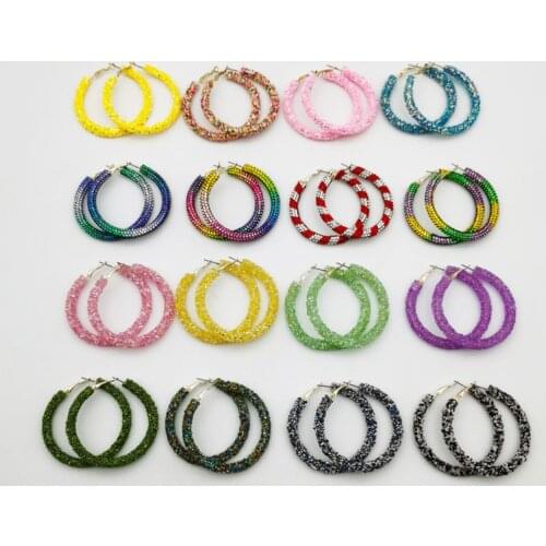 New Big Round Hoop Earring Lovely Rainbow Boho Classic Charming bling Crystal Statement Earrings For Women Holiday Jewelry Gift