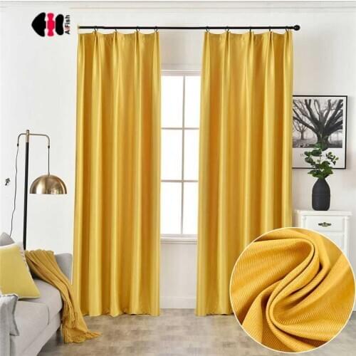 Orange Modern Blackout Curtains for Living Room Yellow Linen Cotton Thick Heavy French Window Treatment Drapes Cortinas zh455D