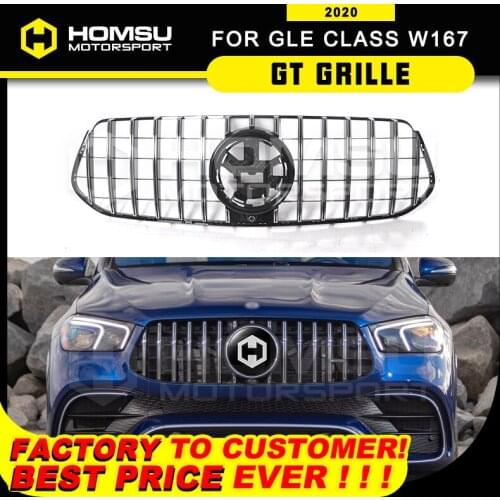 Front Bumper Gt Grille 2021+ Suitable for Mercedez New GLE Class W167 Gt Grille V167 GT Grille With Camera Hole 6 Bars Gt Mesh