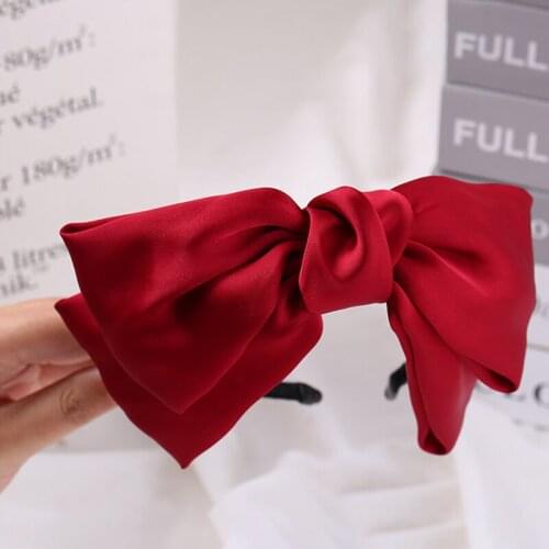 Q Solid Oversized Bow Resilience Retro Wide Hair Band Turban Bezel Girls Women Hairbands Hoop Female Hair Accessories Headwear