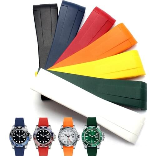 Watch Band For Rolex DAYTONA SUBMARINER Yacht-Master GMT Curved Interface Rubber Silicone Belt Watch Accessories Watch Bracelet