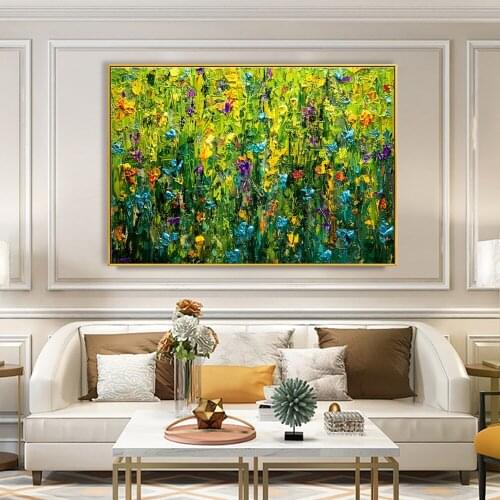 Hand Painted Abstract Flower Oil Painting Modern Decoration Mural Knife Thick Texture Canvas Paintings Living Room Wall Decor