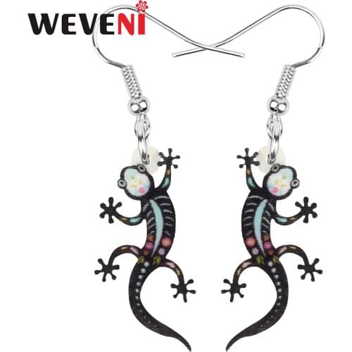 WEVENI Acrylic Halloween Gecko Earrings Lightweight Long Animal Dangle Drop Jewelry For Women Best Friend Novelty Gift Accessory