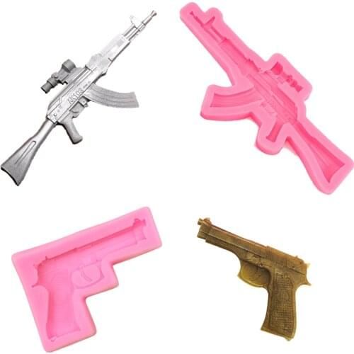 Gun Shape Silicone Mold 3D Embossed Pistol Toy Chocolate Pastry Molds Epoxy Resin Moulds Keychain Pendant For DIY Jewelry Making