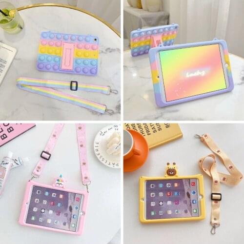 Tablet Cover for IPad 7th 8th 10.2 6th 9.7 2018 2017 Pro 9.7 10.5 11 Mini Air 1 2 3 4 10.9 Kids Cartoon Silicon Case Stand Shell