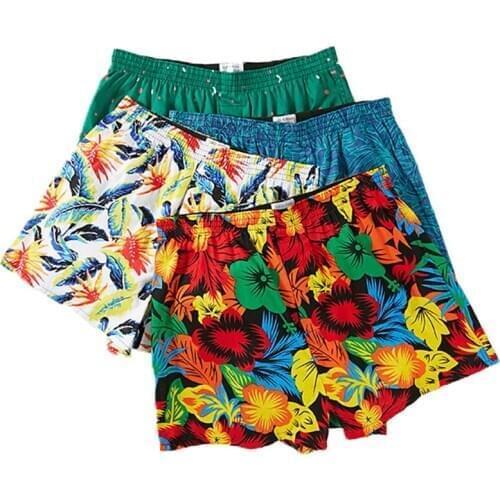 1/4PCS Men Boxer Shorts Sleep Bottoms Loose Causal Printed Shorts Cotton Underwear Boxershorts Lounge Pajamas Panties Plus Size