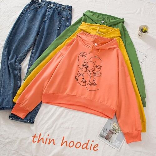 Crop Top Sweatshirt for Woman Korean Fashion Crop Hoodies Sweatshirts Ladies Cotton Long Sleeve Short Thin Pullovers Sexy Jumper