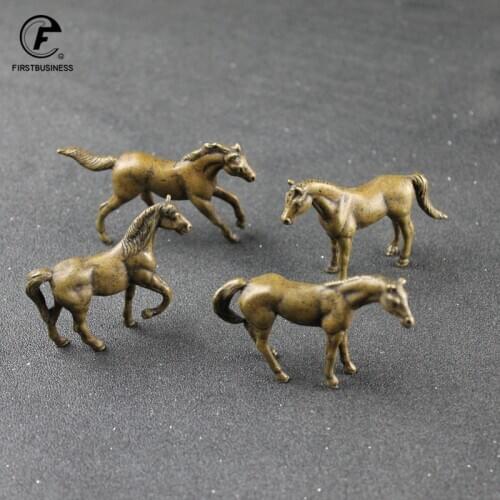 Vintage Copper Animals Arabian Horse Wild War Horse Courser Figurines Desk Ornament Home Decoration Accessories Brass Craft