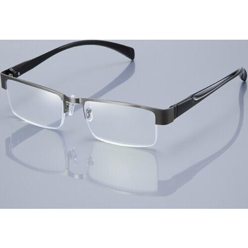 YCCRI New Mens Anti-blue Light Reading Glasses Half-frame Resin Computer Glasses Mens Business Reading Glasses +1.0 To +4.0