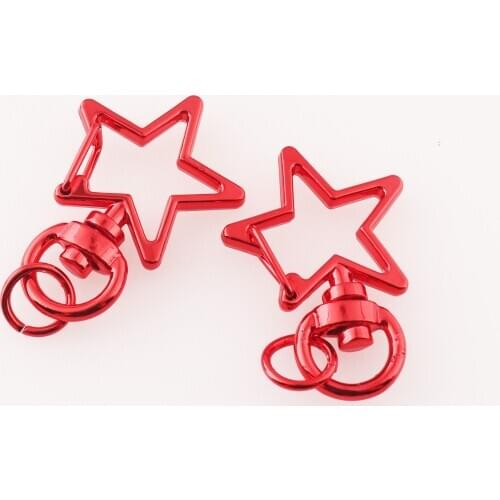 Red Swivel Clasp Star Shape Lanyard Clips Key Chains Metal Snap Hook Purse Strap Buckles