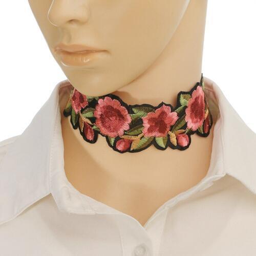 Bohemian Boho Printed Flower Choker Necklace for Women Fashion Steampunk Maxi Necklace Tattoo Jewelry collar Gifts