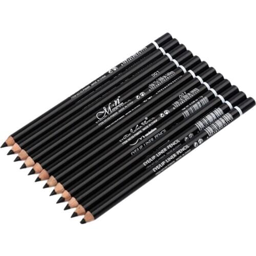 12Pcs Lots Professional Waterproof Natural Black Eye Shadow Lip Liner Eyeliner Pencil Pen Makeup Set for Women Lady