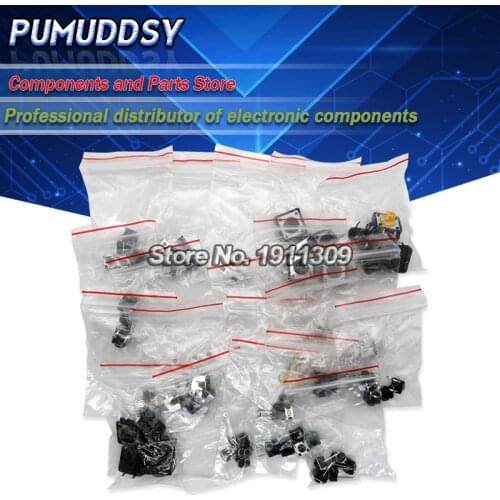 125pcs 25Types/lot Assorted Micro Push Button Tact Switch Reset Mini Leaf Switch SMD DIP 2*4 3*6 4*4 6*6 diy electronic kit