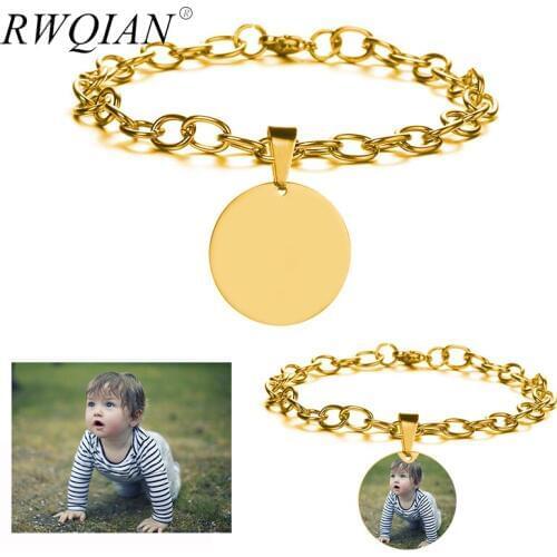 2020 Personalized Photo Name Bracelet Custom Stainless Steel Pendants Bracelets DIY Jewelry for Women Baby Girl Birthday Gifts