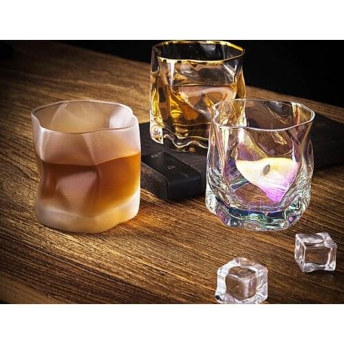 240ml 300ml Japan Twisted Whiskey Shot Glass Creative Paper Frosted Beer Steins Classical Crystal Wine Rainbow Vodka Flat Cup