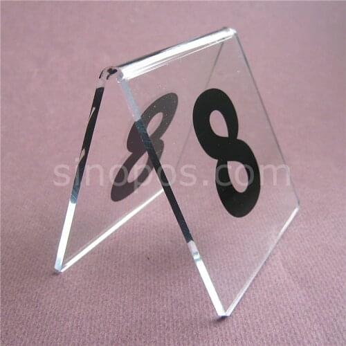 Acrylic Table Number Signs 1-60, desk top clear plastic codes card plate tag display stand holder restaurant hotel bar wedding