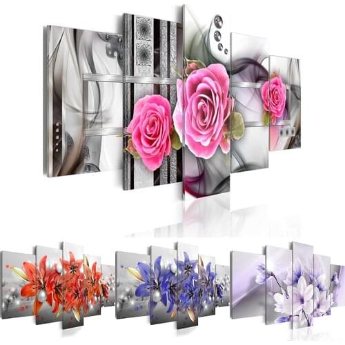 Huacan Full Square Diamond Embroidery Mosaic Multi-picture Diamond Painting 5pcs/set Flowers DIY Home Decoration