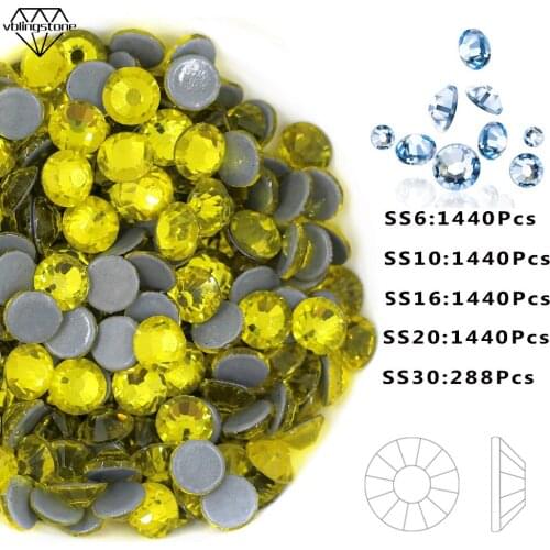 Citrine Clear Hot Fix Rhinestones SS6/SS10/SS16/SS20/SS30 Crystal Iron On Clothes Decoration DIY Flat Back Gems DIY Crafts Stone