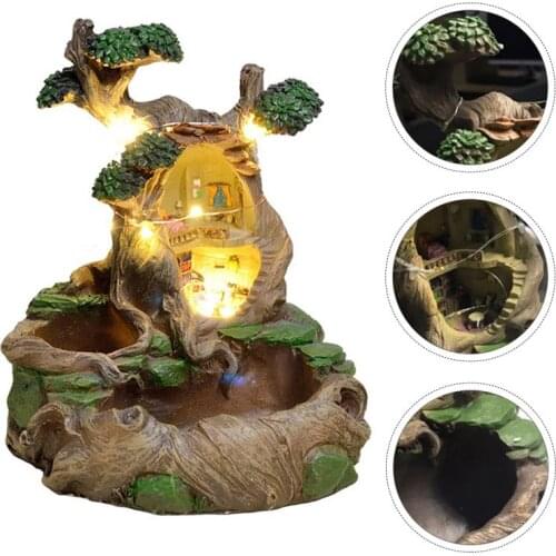 Flowerpot Tree House Resin Crafts Basin Potted Plants Adornment for Garden