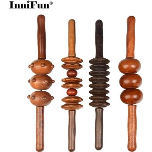 Wooden Back Massage Stick Manual Whole Body Leg Massager Wood Wheel Roller Gear Ball Relax Slimming Fitness Anti Cellulite Tool