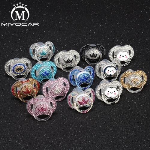 MIYOCAR 12 colors bling crystal rhinestone Baby Pacifier/ Nipples /Dummy /cocka /chupeta &pacifier unique gift