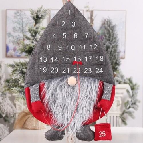 Home Christmas Calendar Countdown Ornaments Felt Tomte Gnomes Santa Merry Christmas Gift Home Decorations For New Year