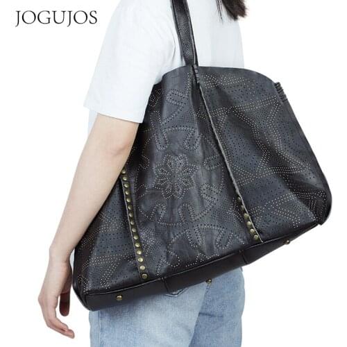 European And American Style Fashion Leather Large Capacity Head Layer Cowhide Chain Contracted Women Shoulder Handbags