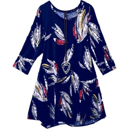 T-Shirts Women Plus Size Loose Women Summer fashion Casual Feather Print Half Sleeve Round Neck T-Shirt Top Womens Clothing