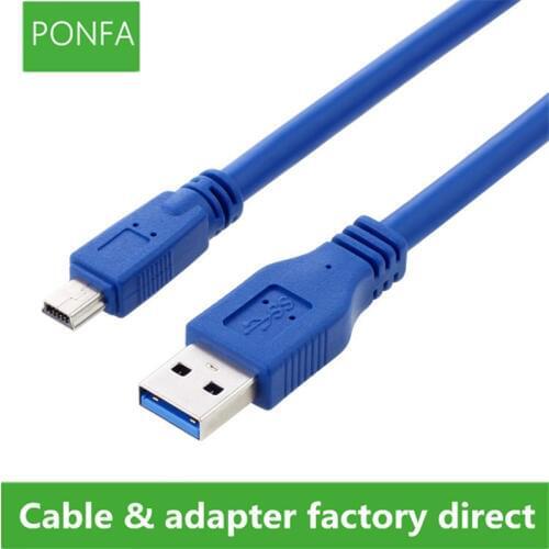 0.3-5 Meter New Blue Superspeed USB 3.0 Type A Male to Mini B 10 Pin Male Adapter Cable Cord