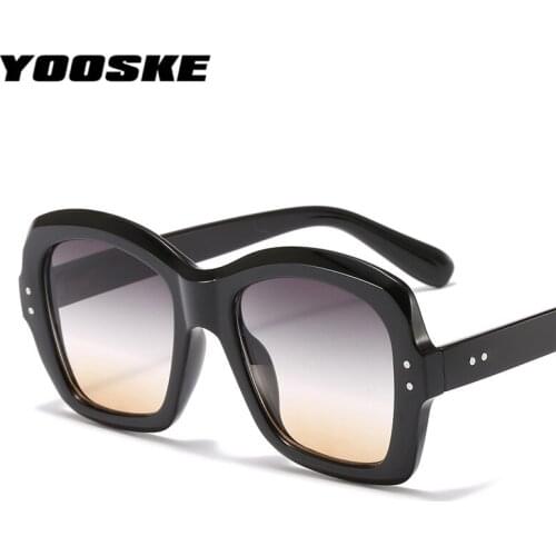 YOOSKE Classic Square Sunglasses Women Men Fashion Vintage Oversized Eyewear Shades Sun Glasses Yellow Big Frame UV400
