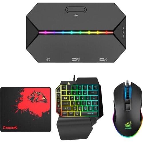 ZIYOU LANG G6L Converter+One-Handed Keyboard+Mouse+Mouse Pad Set for Switch PS4 5 Console Gamepad Converter
