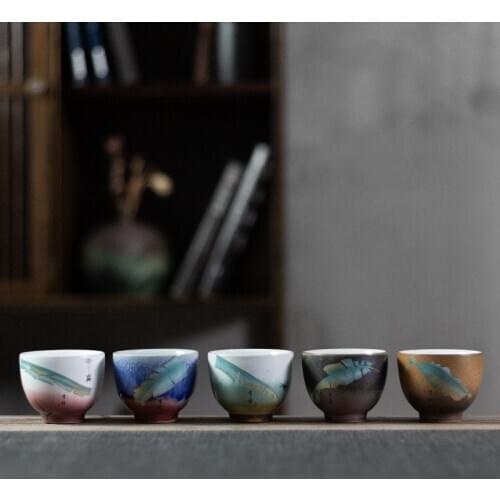 Kung Fu Tea Cup Kiln Baked Teacup Tea Cup Single Tea Cup 4 Gift Set Hand Gift Large Master Cup Ceramic Teacups Tea cup suit