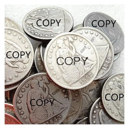 A SET OF(1840-1873) -P 34PCS Seated Liberty Dollar Silver Plated Copy Coins