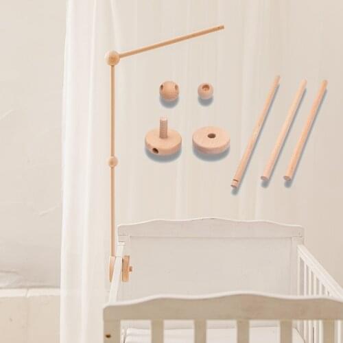 New 7Pc Assembly Rattles Bracket SetInfant Crib Mobile Bed Bell Bracket Protection Newborn Baby Toys Wooden Bed Bell Accessories