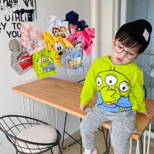 Spring Autumn New Boys Girls Cartoon Minnie Thin Hooded Sweater Baby Western Style Hooded Cartoon Bottoming Childrens Clothing