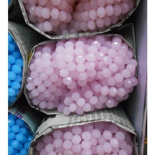 Solid Pink Color 4*6mm 50pcs Rondelle Austria faceted Crystal Glass Beads Loose Spacer Beads for Jewelry Making