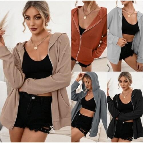 2021 Foreign trade Casual hoodie pullover zipper cardigan jacket jacket top woman