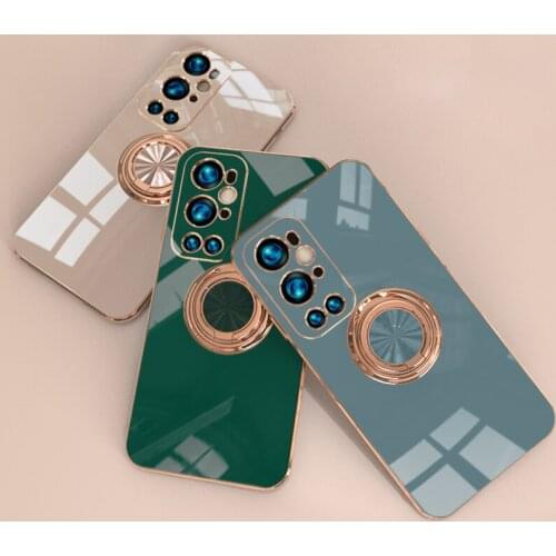 For Oneplus 9 Pro Luxury Phone Case for Oneplus9 9Pro Magnetic Car Holder Cover for Oneplus 9 Ring Case Plating Silicone Fundas